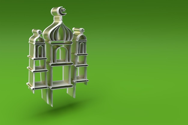 Foto grátis ilustração 3d render de um projeto de mesquita com espaço de sua celebração de texto eid mubarak