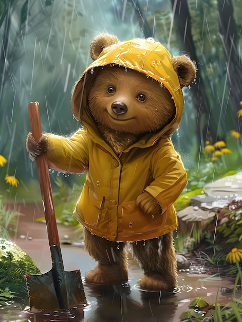 Ilustração adorável de urso em estilo de arte digital