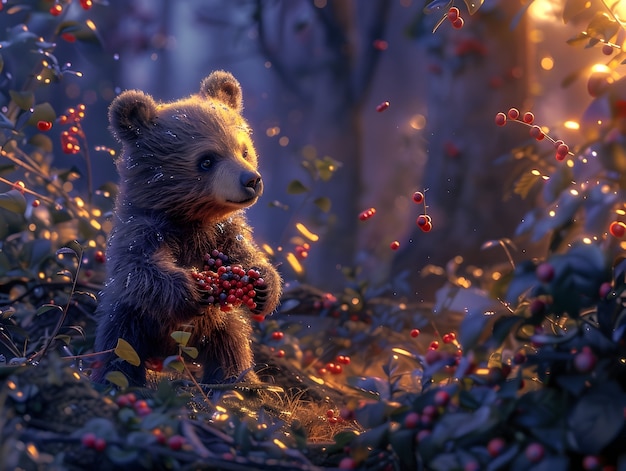 Ilustração adorável de urso em estilo de arte digital