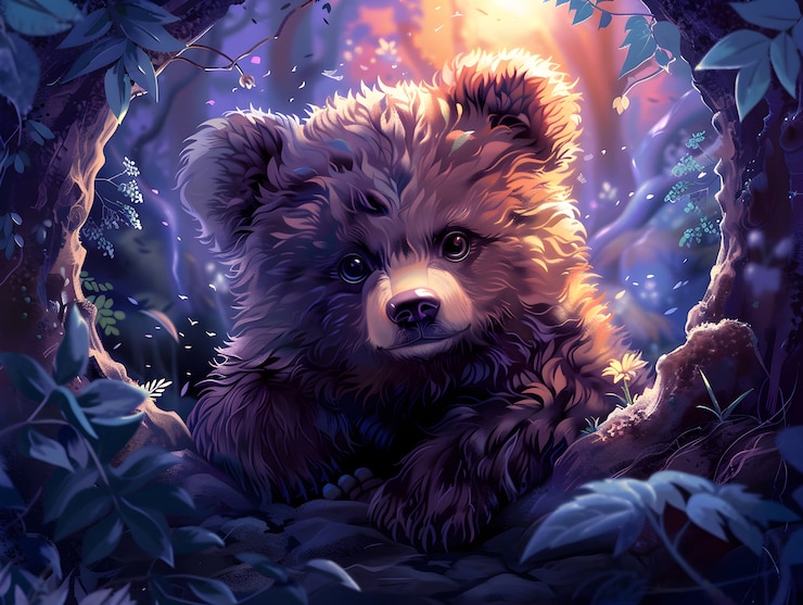 Foto grátis ilustração adorável de urso em estilo de arte digital