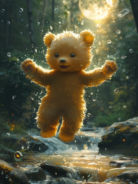 Ilustração adorável de urso em estilo de arte digital