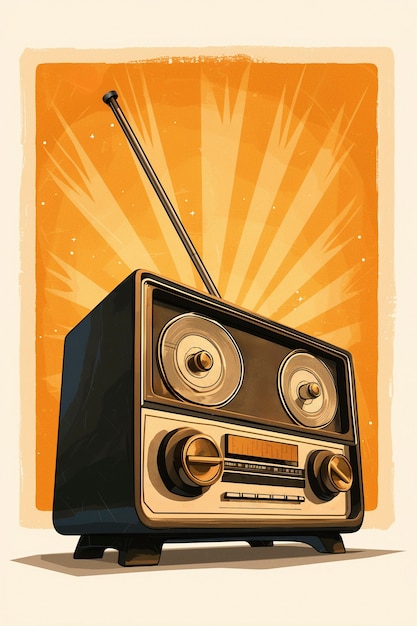 Foto grátis ilustração artística digital de um aparelho de rádio vintage