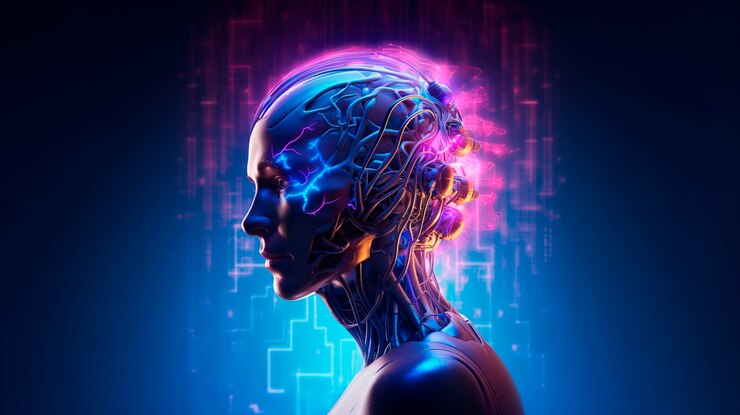 Foto grátis ilustração cyberpunk com cores de néon e tecnologia futurista