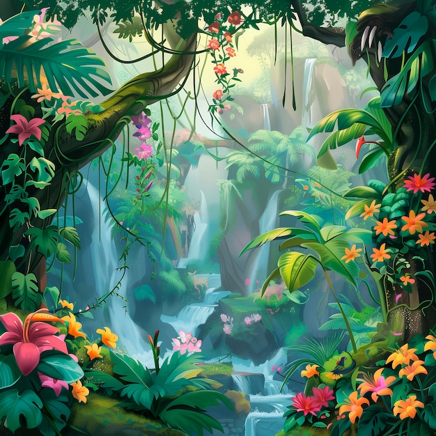 Foto grátis ilustração de arte digital de paisagens de selva