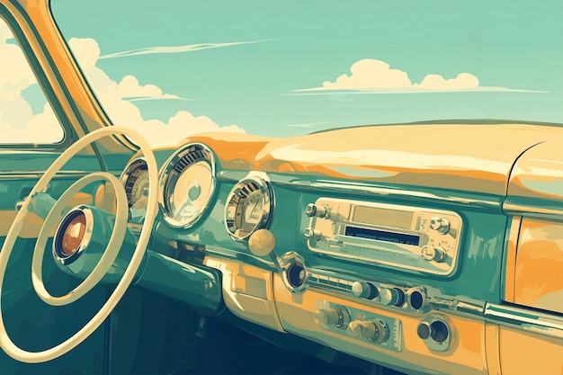 Foto grátis ilustração de arte digital de rádio de carro vintage