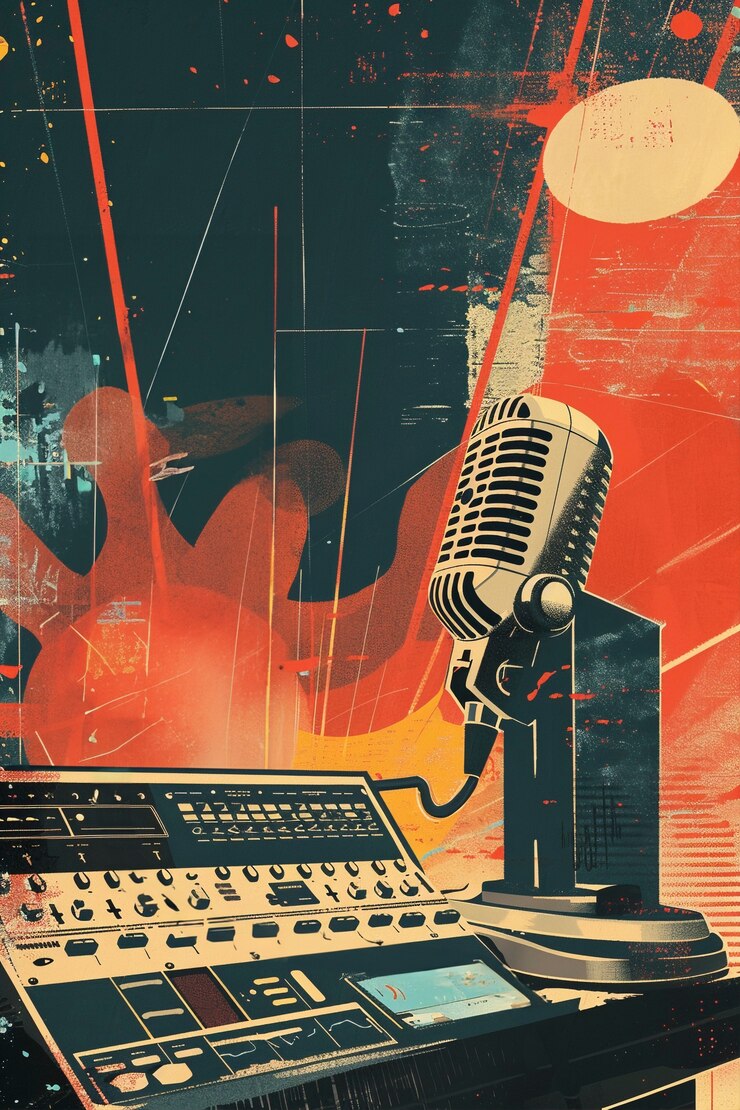 Foto grátis ilustração de arte digital retro da tecnologia de rádio