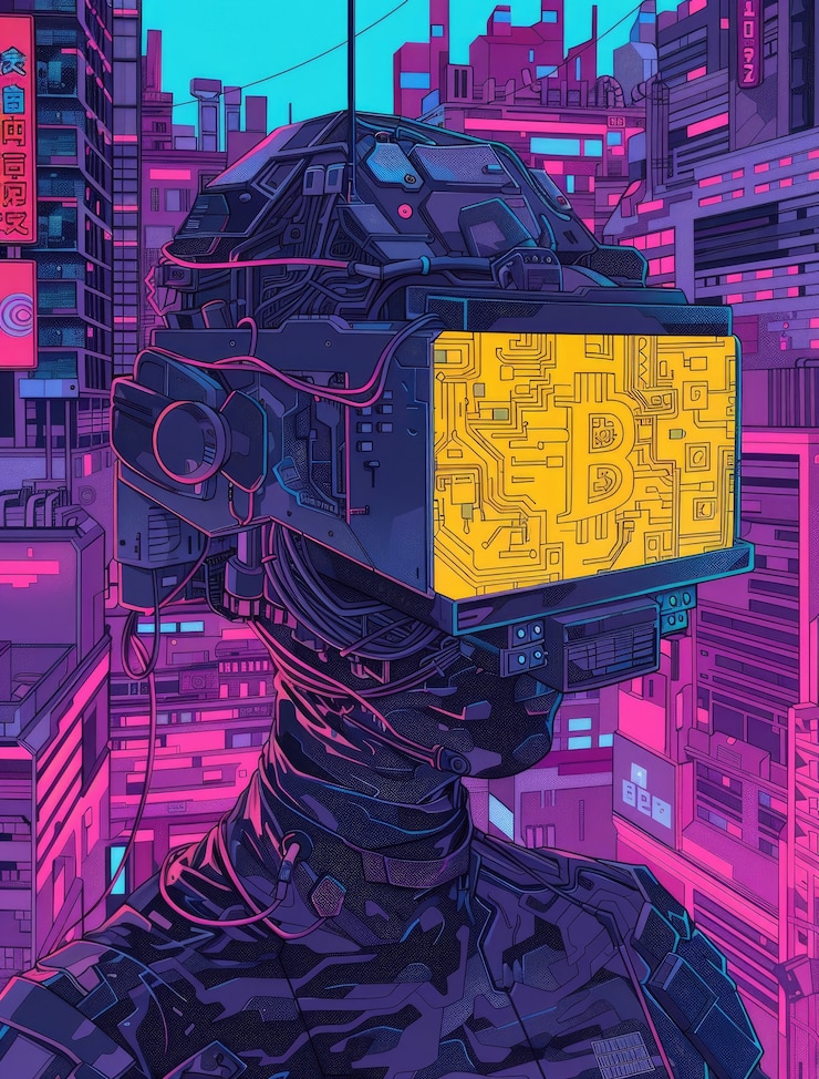 Foto grátis ilustração de bitcoin cyberpunk