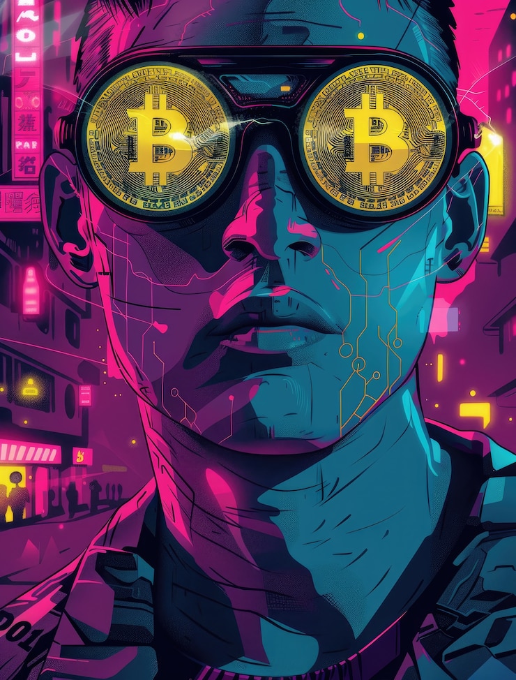 Foto grátis ilustração de bitcoin cyberpunk