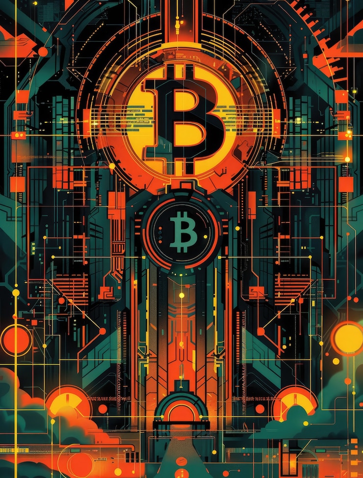 Foto grátis ilustração de bitcoin cyberpunk