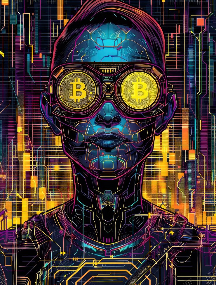 Foto grátis ilustração de bitcoin cyberpunk