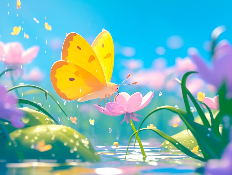 Foto grátis ilustração de borboleta de desenho animado 3d