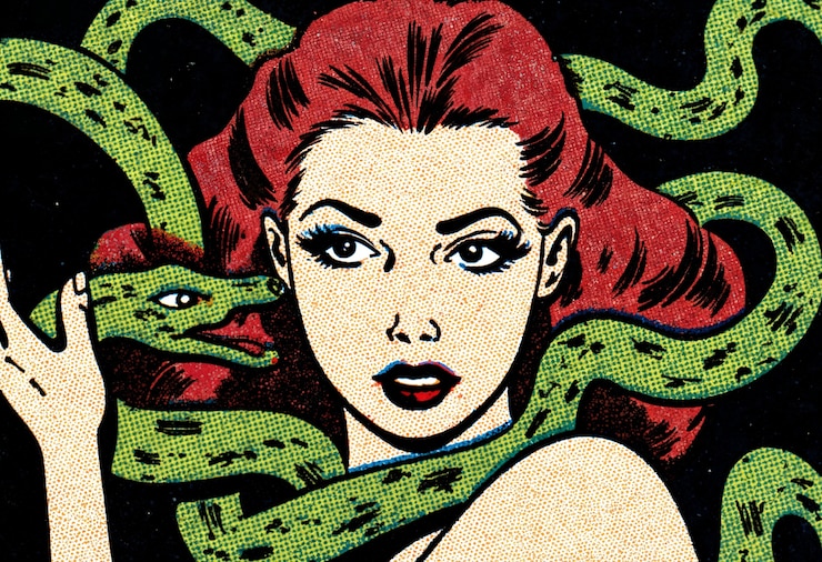 Foto grátis ilustração de cobra cômica retro