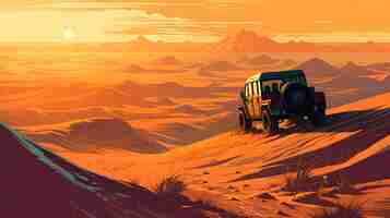 Foto grátis ilustração de condução de jeep no deserto