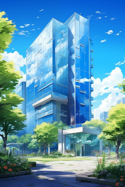 Foto grátis ilustração de construção plana de anime