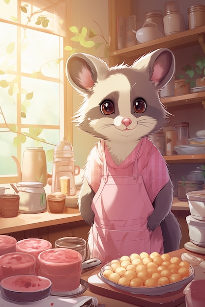 Foto grátis ilustração de desenho animado como opossum