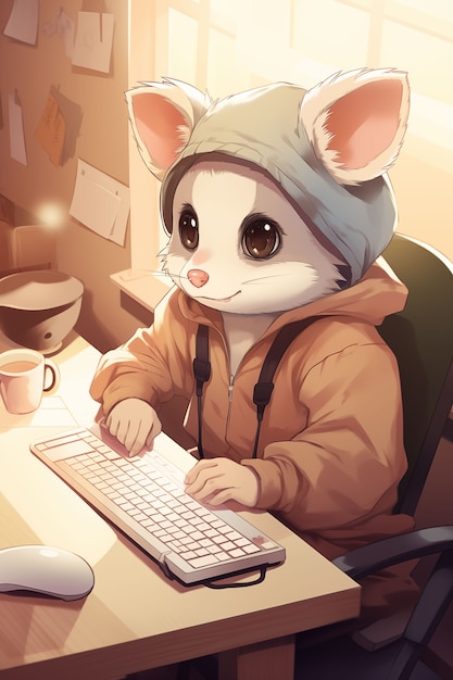 Foto grátis ilustração de desenho animado como opossum