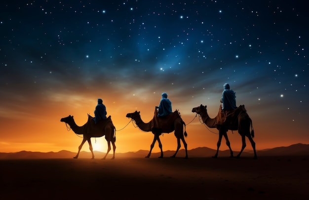 Ilustração de desenho animado de los reyes magos epiphany