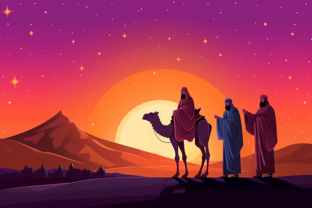 Ilustração de desenho animado de Los reyes magos epiphany