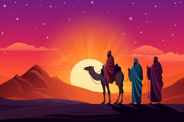 Ilustração de desenho animado de Los reyes magos epiphany