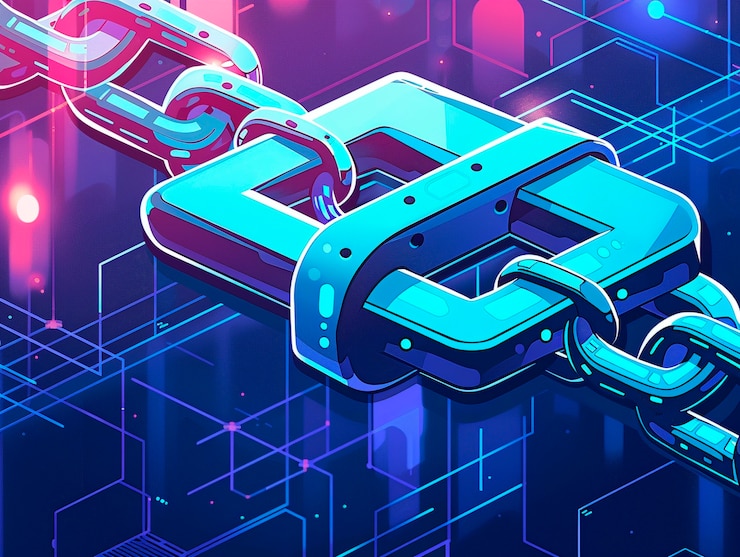 Foto grátis ilustração de desenho animado de tecnologia blockchain
