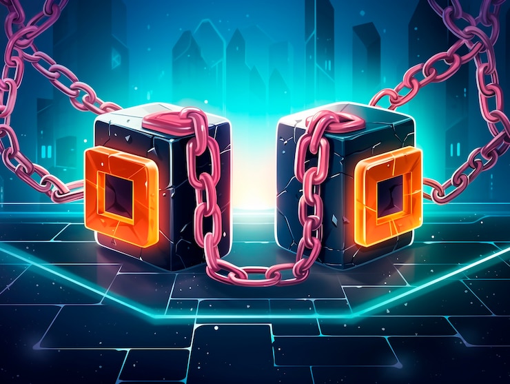Foto grátis ilustração de desenho animado de tecnologia blockchain