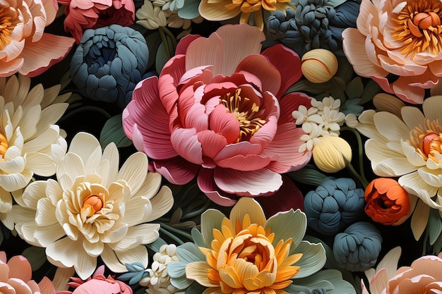 Ilustração de design de flores de artesanato de papel 3d