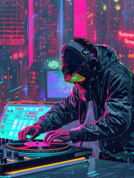 Ilustração de DJ Cyberpunk | Foto Grátis