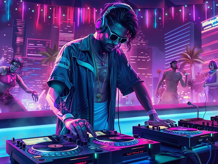 Foto grátis ilustração de dj cyberpunk