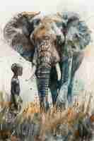 Foto grátis ilustração de elefante em aquarela