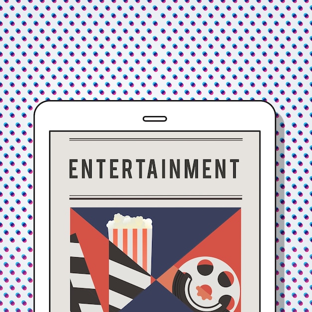 Foto grátis ilustração de entretenimento de mídia de cinema em tablet digital