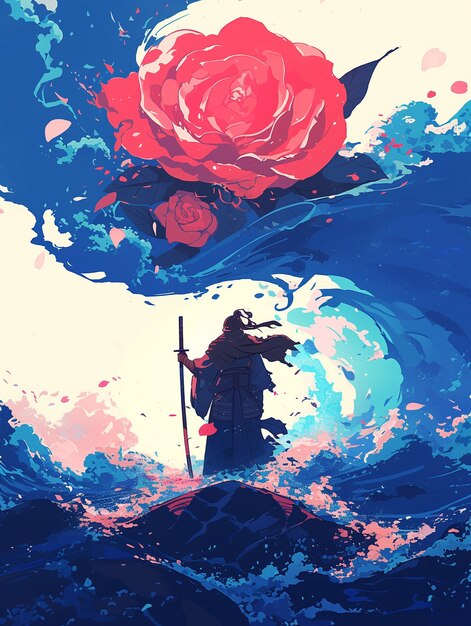 Ilustração de estilo anime de rosa