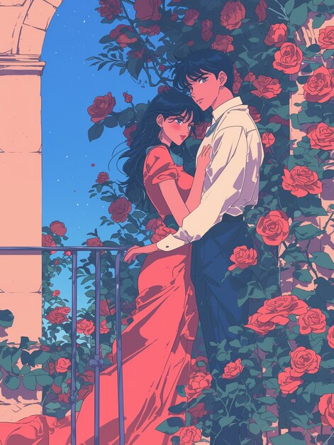 Ilustração de estilo anime de rosa