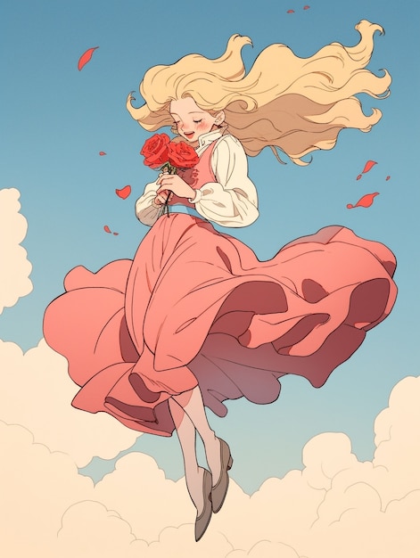 Ilustração de estilo anime de rosa