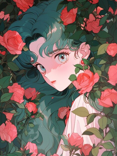 Ilustração de estilo anime de rosa