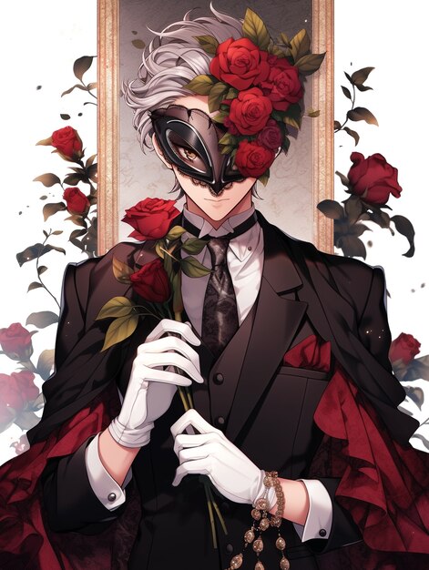 Ilustração de estilo anime de rosa