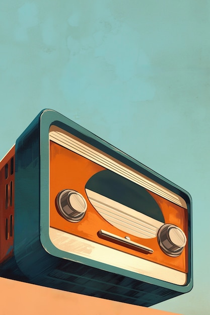 Foto grátis ilustração de estilo de arte digital de um dispositivo de rádio retro