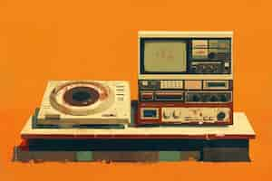 Foto grátis ilustração de estilo de arte digital de um dispositivo de rádio retro