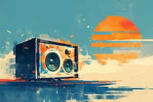 Foto grátis ilustração de estilo de arte digital de um dispositivo de rádio retro