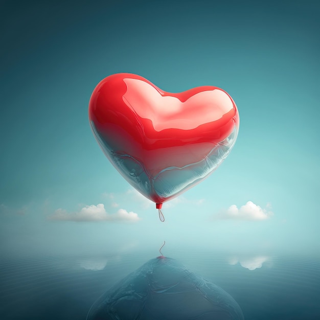 Ilustração de férias de um monte voador de corações de balão azul feliz dia dos namorados generative ai