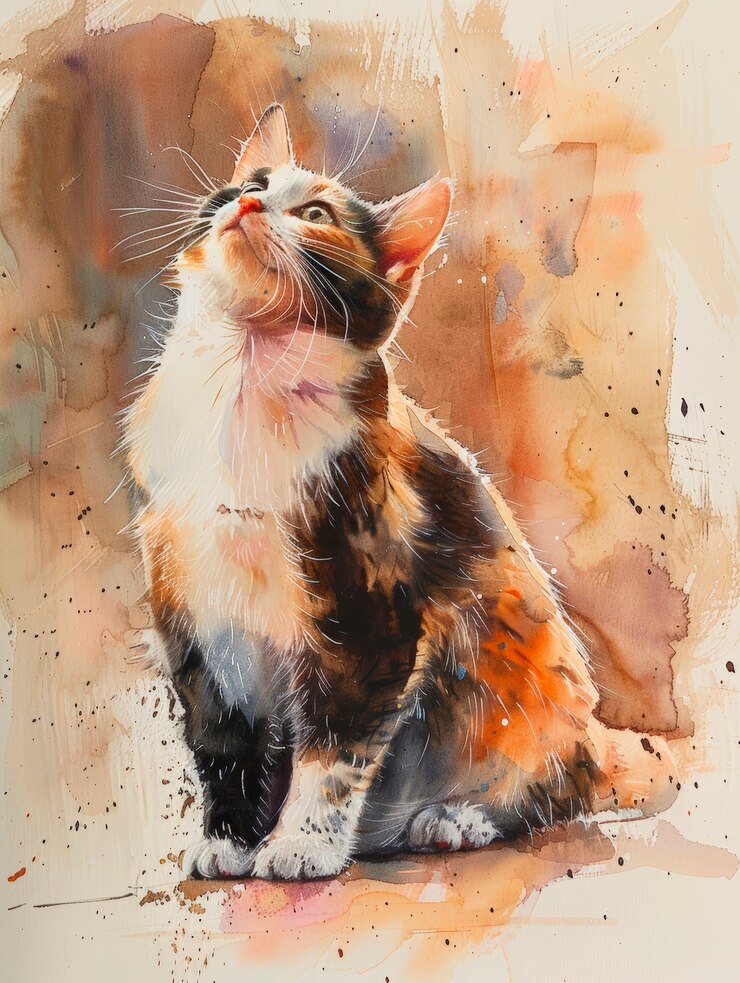 Foto grátis ilustração de gato com aquarela adorável