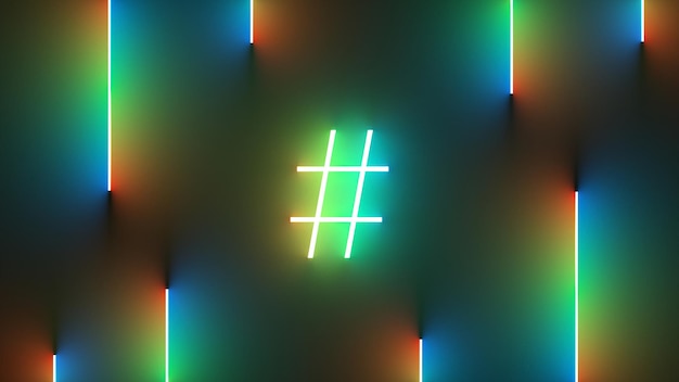 Foto grátis ilustração de luz de alfabeto de sinal de hashtag