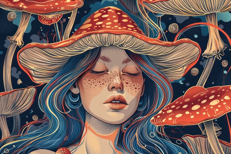 Foto grátis ilustração de menina psicodélica