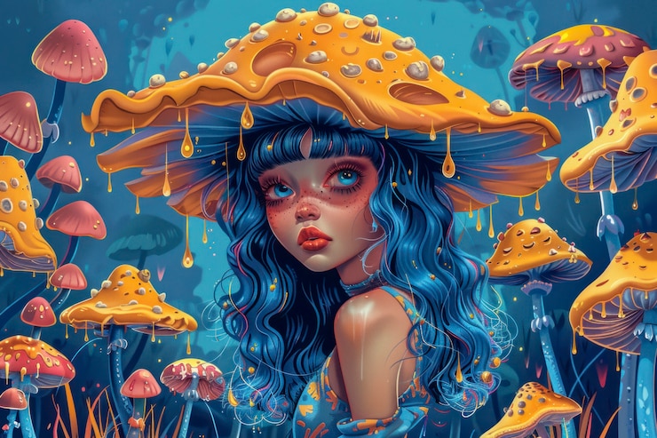 Foto grátis ilustração de menina psicodélica