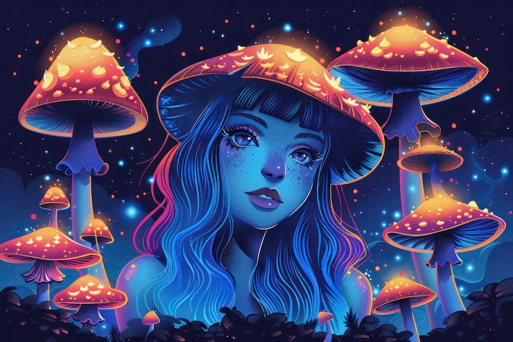 Foto grátis ilustração de menina psicodélica