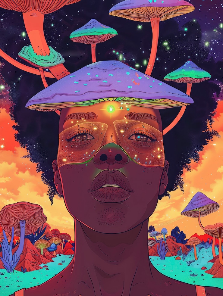 Foto grátis ilustração de menina psicodélica