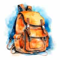 Foto grátis ilustração de mochila em aquarela vintage para volta às aulas