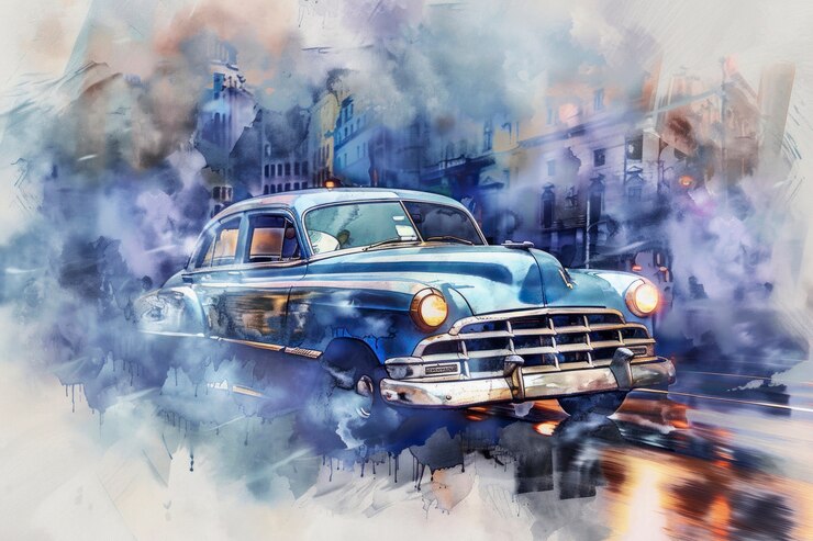 Foto grátis ilustração de pintura de carros em aquarela