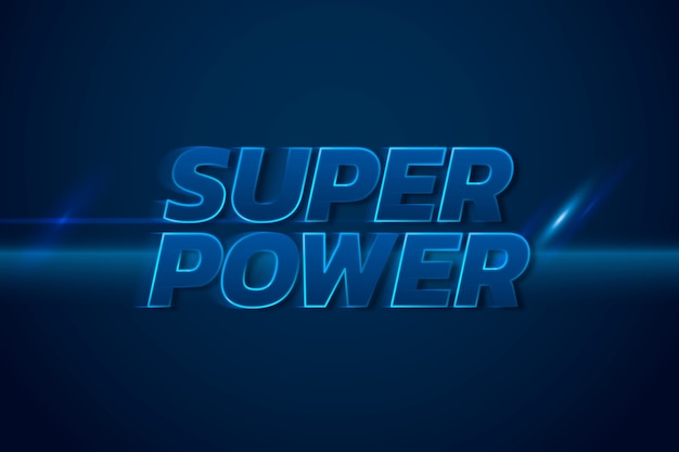 Ilustração de tipografia superpower 3d neon speed text blue