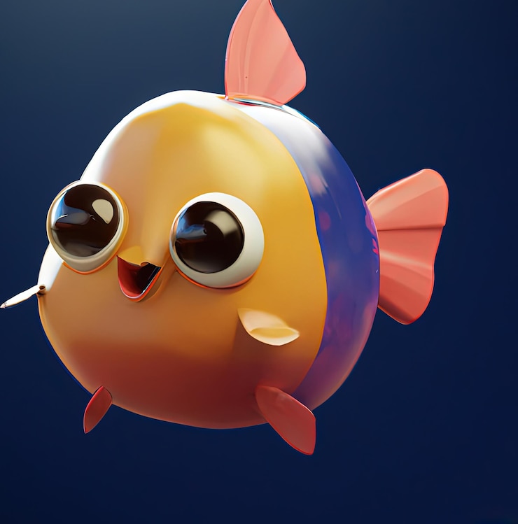 Foto grátis ilustração de um peixe chique sorridente subaquático generativo ai
