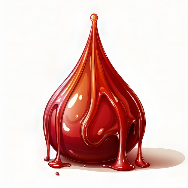 Ilustração de uma gota vermelha de sangue sobre um fundo branco